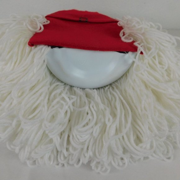 Handmade Santa Face Yarn Christmas Wall Hanging Vintage Kitsch Bleach Bottle 18" - Picture 8 of 9